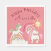 Niedliche Einhörner in Rosa Serviette (Vorderseite)