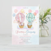 Niedliche Einhörner und Dinosaurier zum Geburtstag Einladung (Stehend Vorderseite)