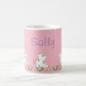 Niedliche Einhörner und Personalisierte Blütenblät Kaffeetasse (Mittel)