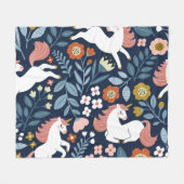 Niedliche Einhörner Vintages Muster Fleecedecke (Vorderseite (Horizontal))