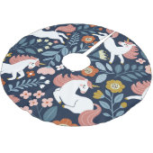 Niedliche Einhörner Vintages Muster Polyester Weihnachtsbaumdecke (Schrägansicht)