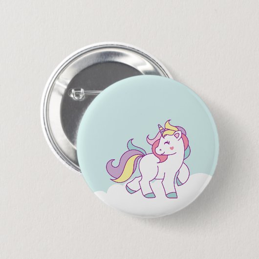 Niedliche Einhornfarbe Personalisiert Button (Vorne & Hinten)
