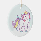 Niedliche Einhornfarbe Personalisiert Keramik Ornament (Rechts)
