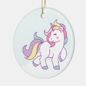 Niedliche Einhornfarbe Personalisiert Keramik Ornament (Links)