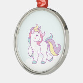 Niedliche Einhornfarbe Personalisiert Ornament Aus Metall (Links)