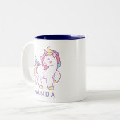 Niedliche Einhornfarbe Personalisiert Zweifarbige Tasse (Vorderseite Links)