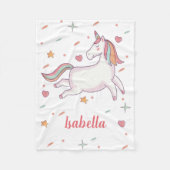 Niedliche Einhornhörer und Sterne Personalisiert Fleecedecke (Vorderseite)