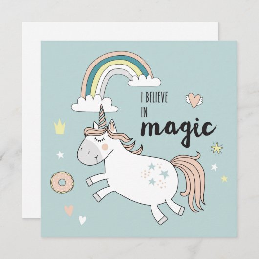 Niedliche Einhornkarte Feiertagskarte (Vorne/Hinten)