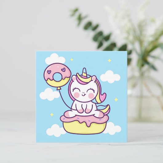 Niedliche Einhornkarte Feiertagskarte (Stehend Vorderseite)