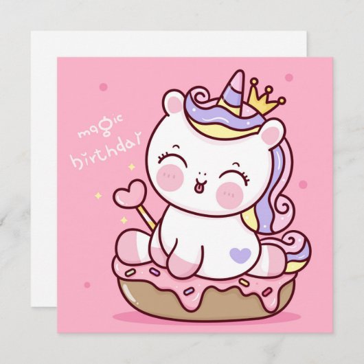 Niedliche Einhornkarte Feiertagskarte (Vorne/Hinten)