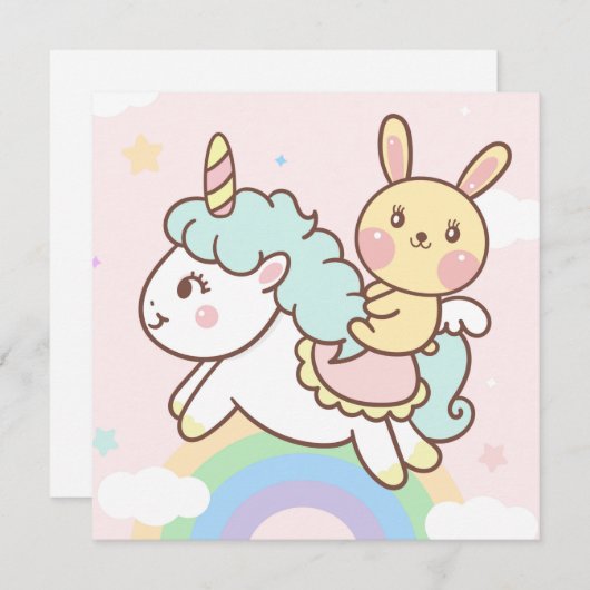 Niedliche Einhornkarte Feiertagskarte (Vorne/Hinten)