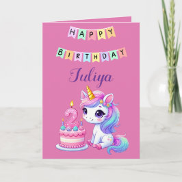 Niedliche Einhornkarte Foto 2. Geburtstagskarte Dankeskarte
