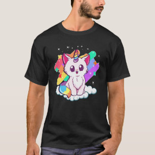 Niedliche Einhornkatze Adorable Magenbogenkitty T-Shirt