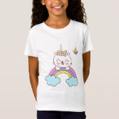 Niedliche Einhornkatze auf Regenbogen T-Shirt (Vorderseite)