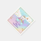Niedliche Einhornkatze auf Regenbogenstars 1. Gebu Serviette (Ecke)