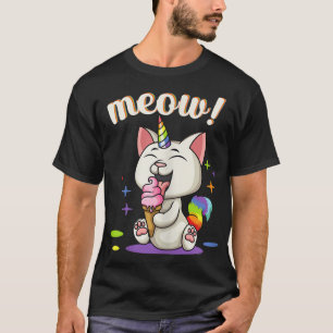 Niedliche Einhornkatze Eating Ice Cream Unicorn Pa T-Shirt
