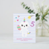 Niedliche Einhornkatze - Geburtstag von Kindern im Postkarte (Stehend Vorderseite)