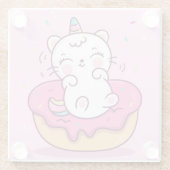 Niedliche Einhornkatze Glasuntersetzer (Rückseite)