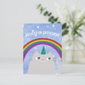 Niedliche Einhornkatze Postkarte (Stehend Vorderseite)