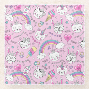 Niedliche Einhornkatzen Glasuntersetzer