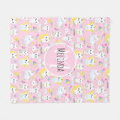 Niedliche Einhornkatzen Hellrosa Muster Fleecedecke (Vorderseite (Horizontal))