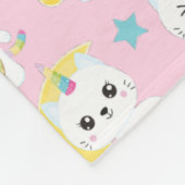 Niedliche Einhornkatzen Hellrosa Muster Fleecedecke (Ecke)