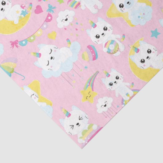 Niedliche Einhornkatzen Hellrosa Muster Seidenpapier (Ausschnitt)