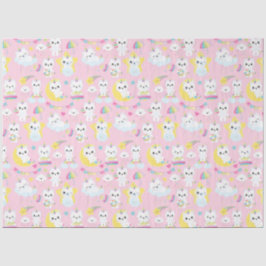 Niedliche Einhornkatzen Hellrosa Muster Seidenpapier
