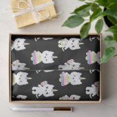 Niedliche Einhornkatzen Schwarze Muster Seidenpapier (Geschenk)