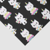 Niedliche Einhornkatzen Schwarze Muster Seidenpapier (Ausschnitt)