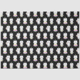 Niedliche Einhornkatzen Schwarze Muster Seidenpapier