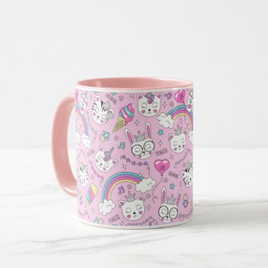 Niedliche Einhornkatzen Tasse (Vorderseite Links)