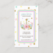 Niedliche Einhornkopfsterne Regenbogen Visitenkarte (Rückseite)