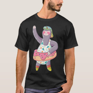 Niedliche Einhornlatte mit Donut aufblasbarer Schw T-Shirt