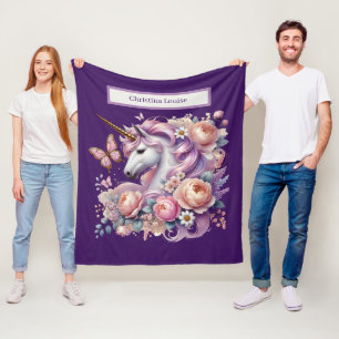 Niedliche Einhornliebhaber tragen den Namen hinzu Fleecedecke