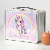 Niedliche Einhornmassage zurück in die Schule Metall Brotdose (Beispiel)