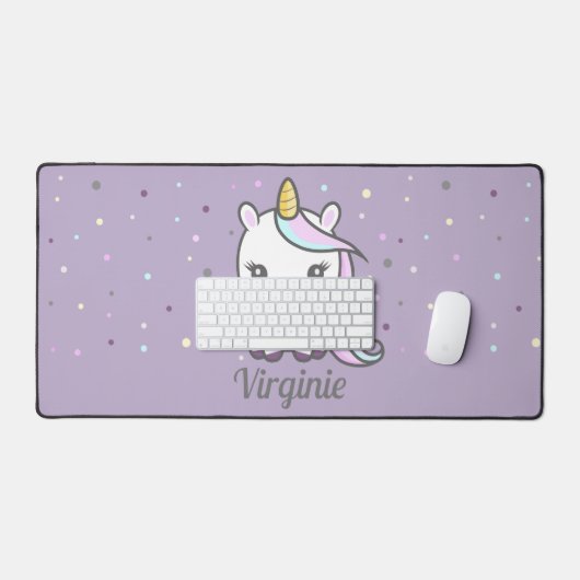 Niedliche Einhornmatte für Lila Schreibtisch Schreibtischunterlage (Tastatur & Maus)