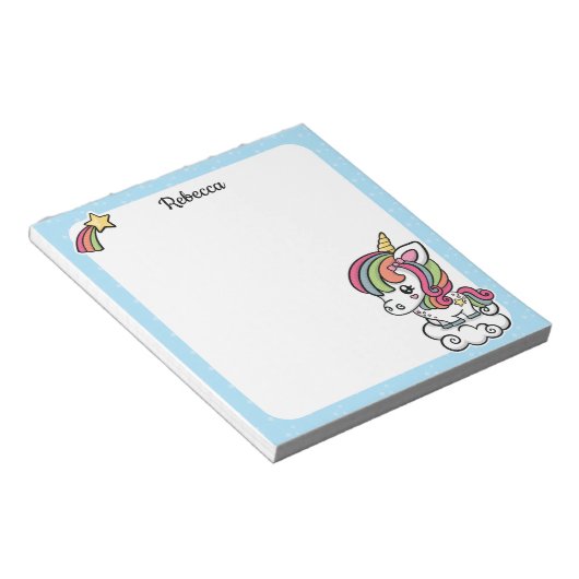Niedliche Einhornnotizplatte Notizblock (angewinkelt)