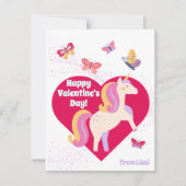 Niedliche Einhornschmetterlinge Glücklicher Valent Mitteilungskarte (Vorderseite)