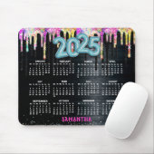 Niedliche Einhornschwarze Glitzer Geburtstagsmonog Mousepad (Mit Mouse)