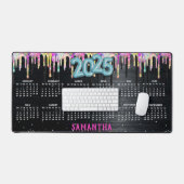 Niedliche Einhornschwarze Glitzer Geburtstagsmonog Schreibtischunterlage (Tastatur & Maus)