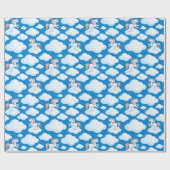 Niedliche Einhornwolken Whimsical Blue Pattern Geschenkpapier (Flach)