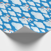 Niedliche Einhornwolken Whimsical Blue Pattern Geschenkpapier (Ecke)