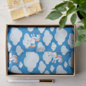 Niedliche Einhornwolken Whimsical Blue Pattern Seidenpapier (Geschenk)