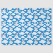 Niedliche Einhornwolken Whimsical Blue Pattern Seidenpapier (Vorderseite)