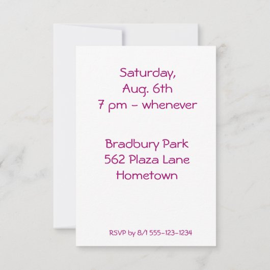 Niedliche Einladung (Rückseite)