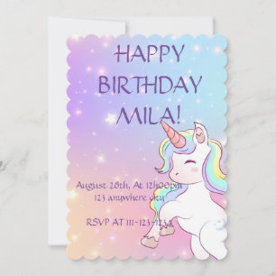 NIEDLICHE EINLADUNG DER UNICORN BIRTHDAY