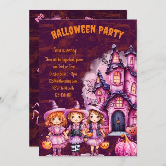 Niedliche Einladung für Kinder (Vorne/Hinten)