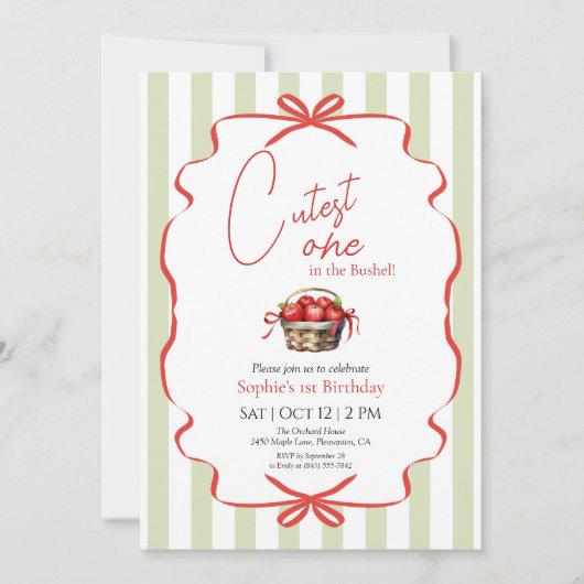 Niedliche Einladung in Bushel zum ersten Geburtsta (Vorderseite)