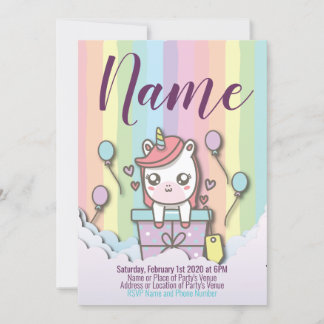 Niedliche Einladung Rainbow Birthday-Vorlage